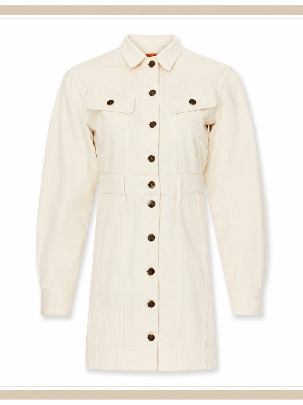 Lauren Ralph Lauren Katelin Off White Denim Shirt Dress Button Front Size 6